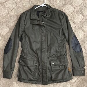 Coach Dark Green Jacket with Black leather Elbow Patches